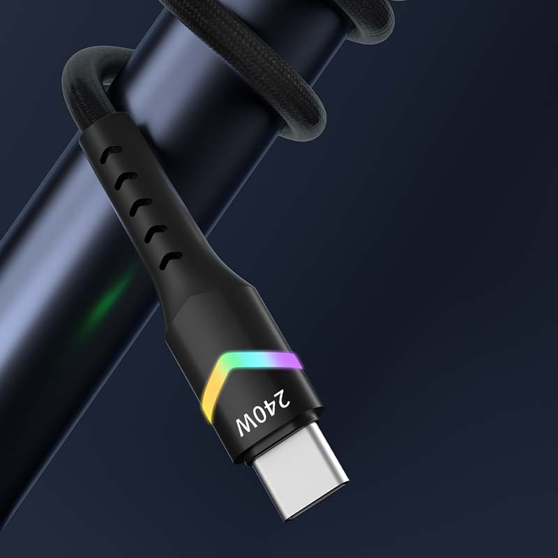Rainbow Series Type-C to Type-C LED Light Nylon Braided PD Fast Charging Cable - TYPE C CABLE - flitop.net