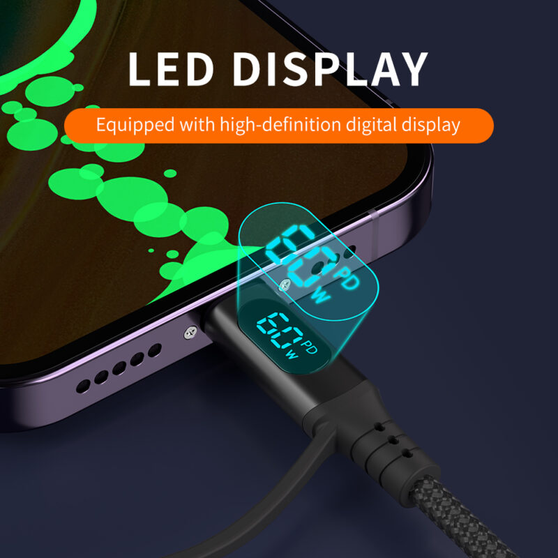 Star-sky Series 4-IN-1 Multi-Function Charging Watts LED Display TYPE CM+USB Adapter/CM+Lightning Adapter Braid 20V/3A 60W...