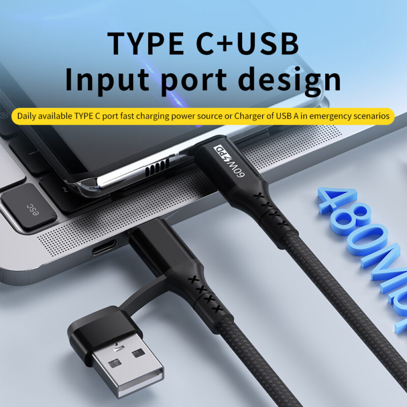 2-IN-2 Quick Charging Data Cable TYPE C to TYPE C and Lightning - IPHONE CABLE - flitop.net