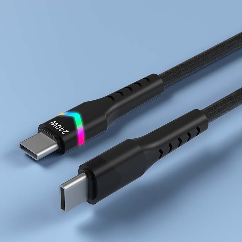 Rainbow Series Type-C to Type-C LED Light Nylon Braided PD Fast Charging Cable - TYPE C CABLE - flitop.net