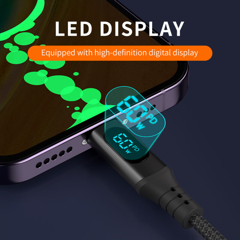 Star-sky Series 2-IN-1 Multi-Function Charging Watts LED Display TYPE CM+USB Adapter/TYPE CM Braid 3A PD Charging Cable - ...