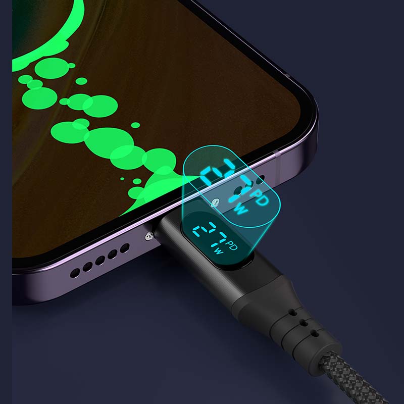 Star-sky Series 2-IN-1 Multi-Function Charging Watts LED Display TYPE CM+USB Adapter/Lightning Nylon Braid PD Charging Cab...