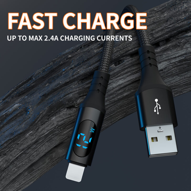 Star-sky Series Charging Watts LED Display USB AM/Lightning Braid Quick Chargi...