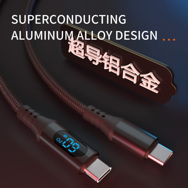 Star-sky Series Charging Watts LED Display TYPE CM/CM Braid 20V/3A 60W PD Char...