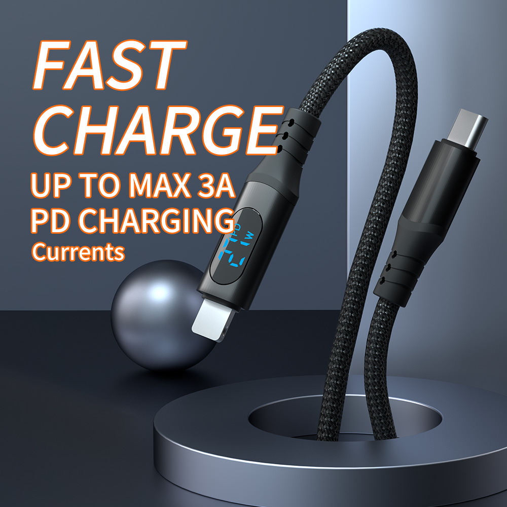 Star-sky Series Charging Watts LED Display TYPE CM/Lightning Braid 9V/3A 27w PD Charging Cable - IPHONE CABLE - flitop.net