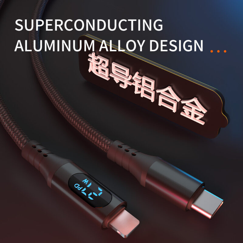 Star-sky Series Charging Watts LED Display TYPE CM/Lightning Braid 9V/3A 27w PD Charging Cable - IPHONE CABLE - flitop.net