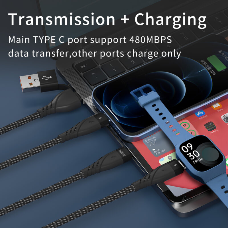 CYCLONE Serie 2-IN-3 Multi-function PD Quick Charging Cable - MULTIHEAD CABLE - flitop.net