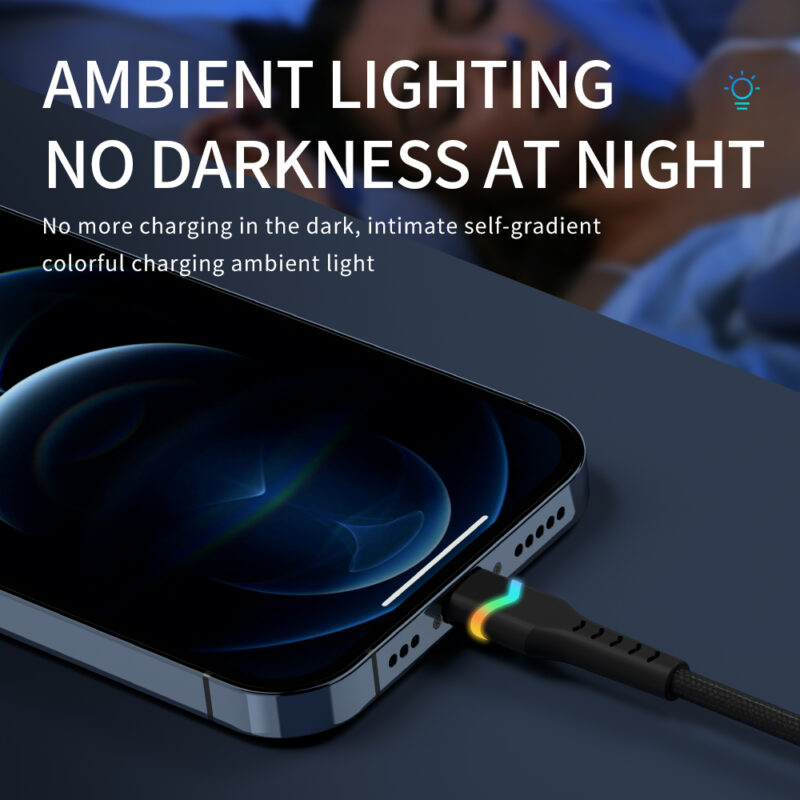 Rainbow Series USB AM/8 PIN LED Light Nylon Braid Quick Charging Cable - IPHONE CABLE - flitop.net