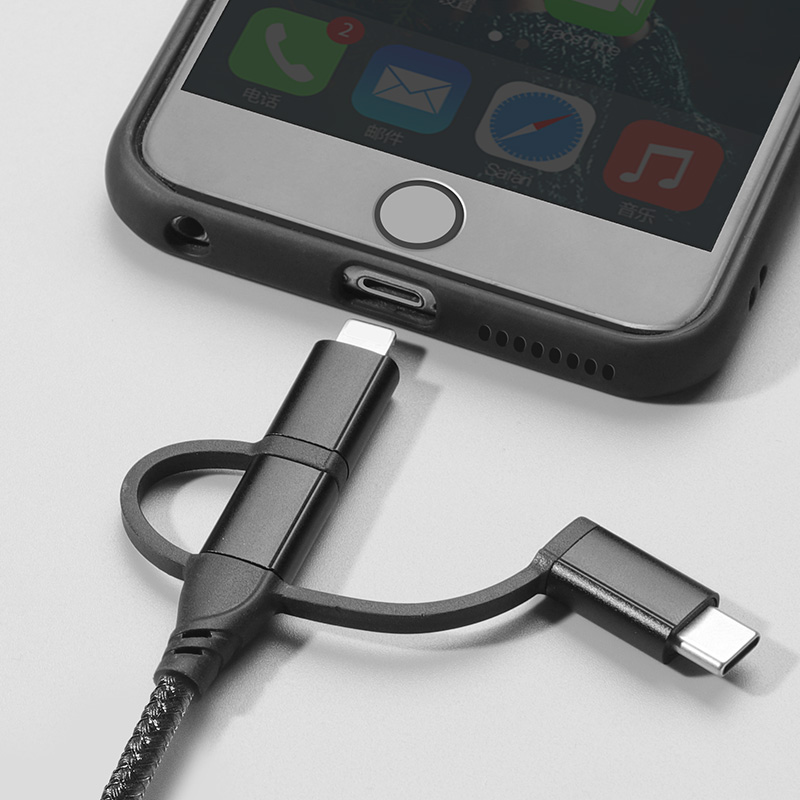 CYCLONE Serie 3 in 1 Armature braid universal USB Data Cable - IPHONE CABLE - flitop.net