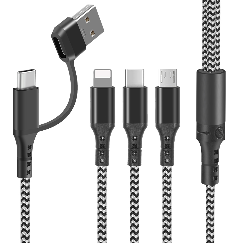 GUARD Serie 2 in 3 Nylon Braid universal charging cable - IPHONE CABLE - flitop.net