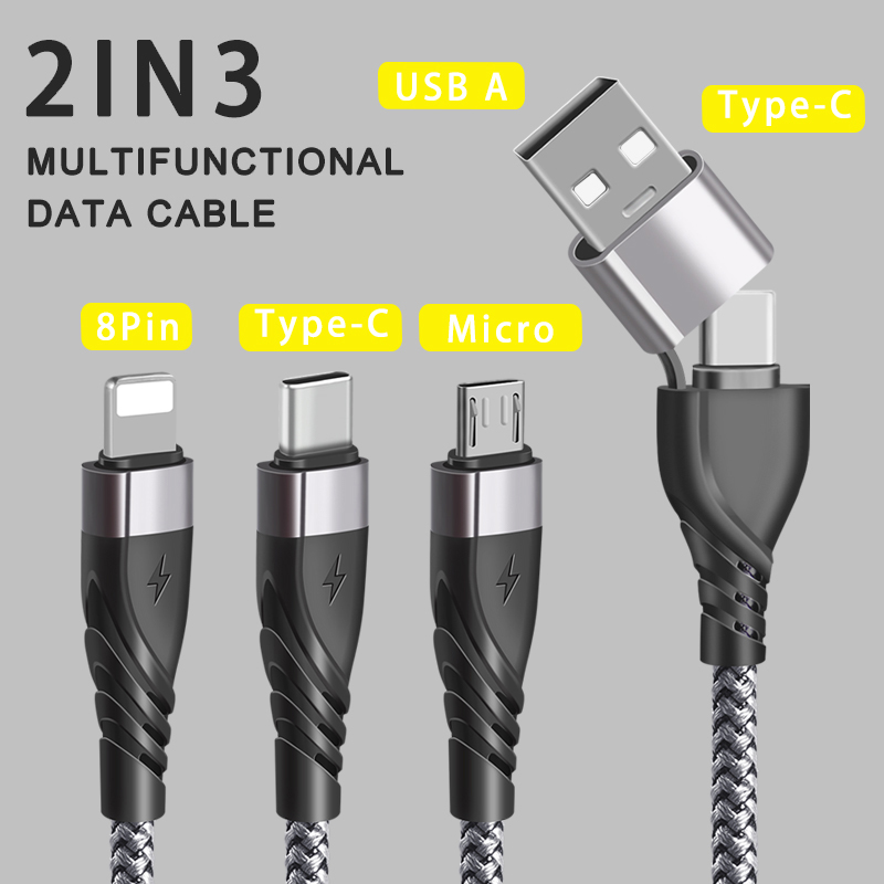 كابل شحن USB عالمي من سلسلة CYCLONE 2 في 3 ذو غلاف مضفر</trp-post-con...