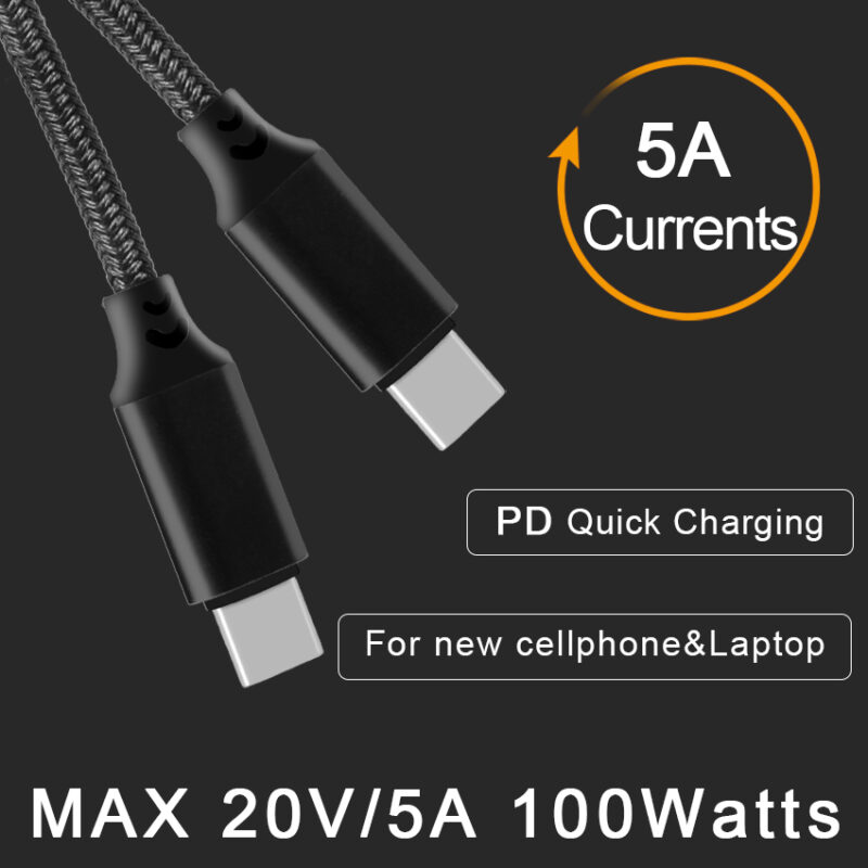 TYPE C to Type C nylon braided 5A 240W PD Charging and Data Cable with EMARK - TYPE C CABLE - flitop.net