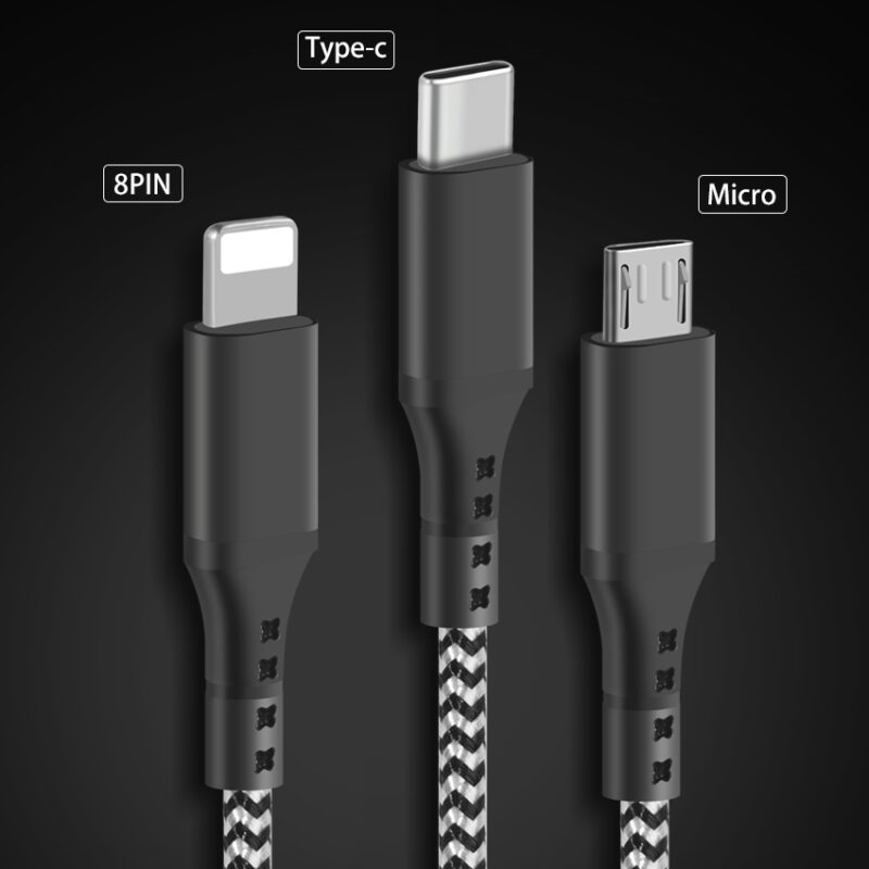 GUARD Serie 2 in 3 Nylon Braid universal charging cable - IPHONE CABLE - flitop.net
