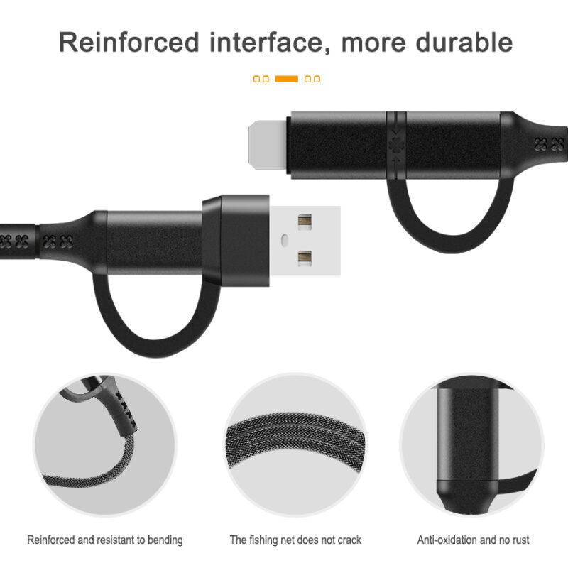 4-IN-1 fishnet braided PD Quick Charging Cable - IPHONE CABLE - flitop.net