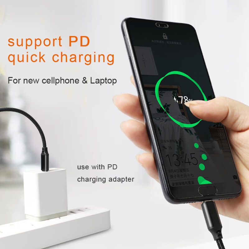 TYPE C to Type C nylon braided 5A 240W PD Charging and Data Cable with EMARK - TYPE C CABLE - flitop.net
