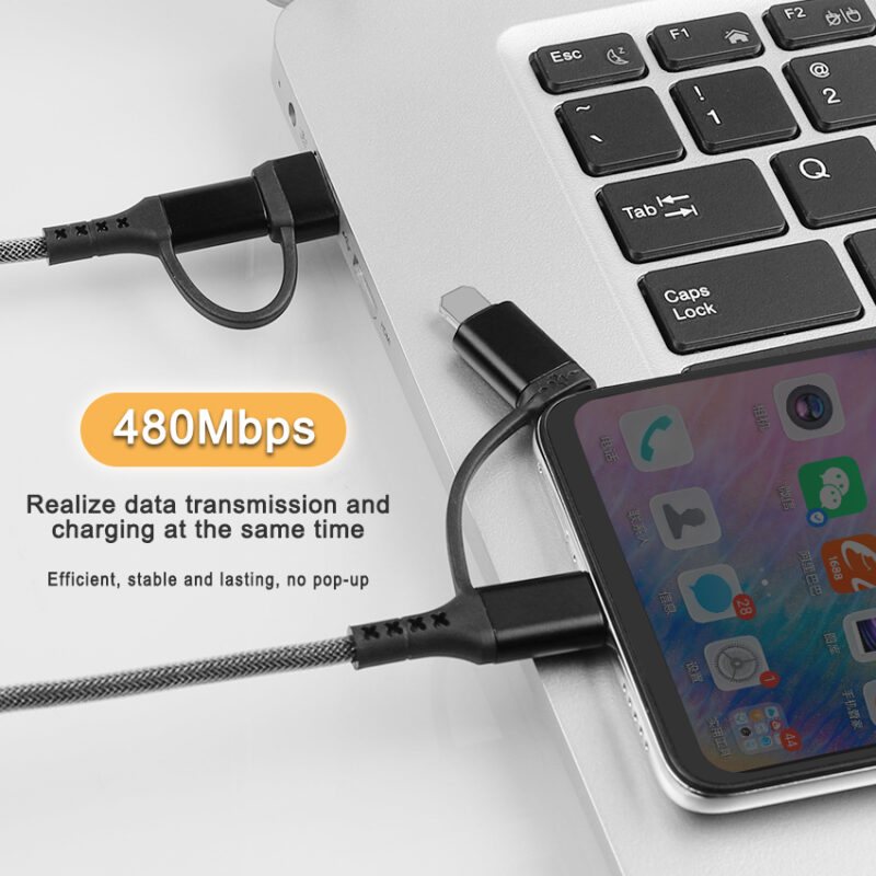 4-IN-1 fishnet braided PD Quick Charging Cable - IPHONE CABLE - flitop.net