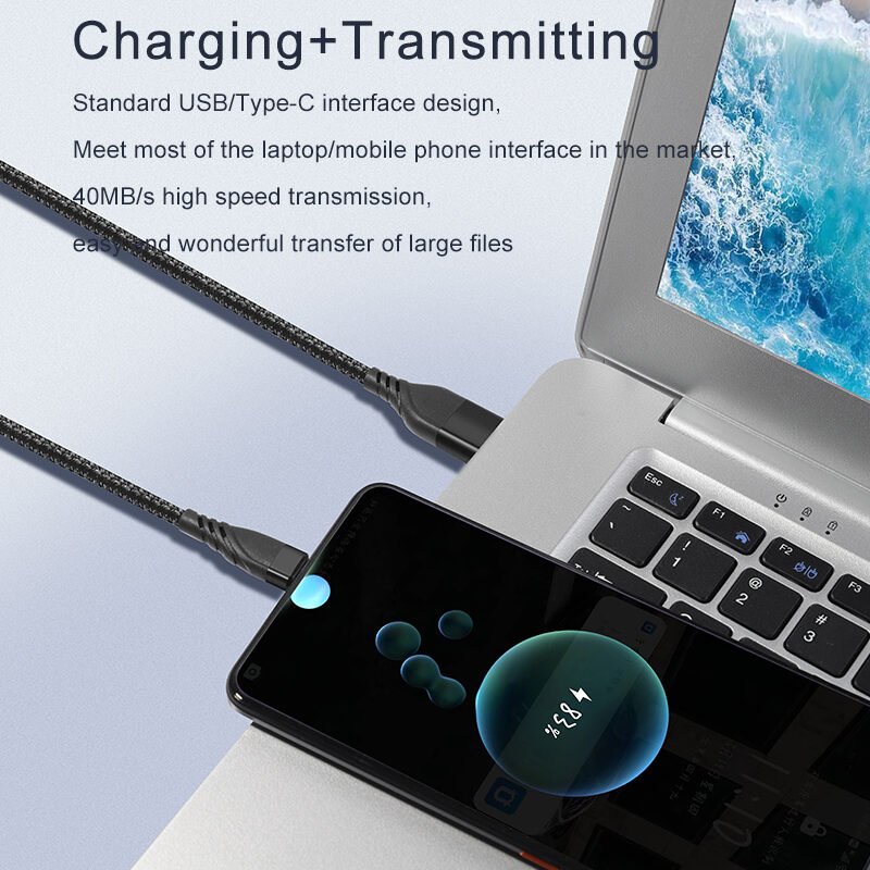 CYCLONE Serie  2 in 1 Armature braid TYPE CM+USB AM Adapter to TYPE CM PD Quick Charging Cable - IPHONE CABLE - flitop.net