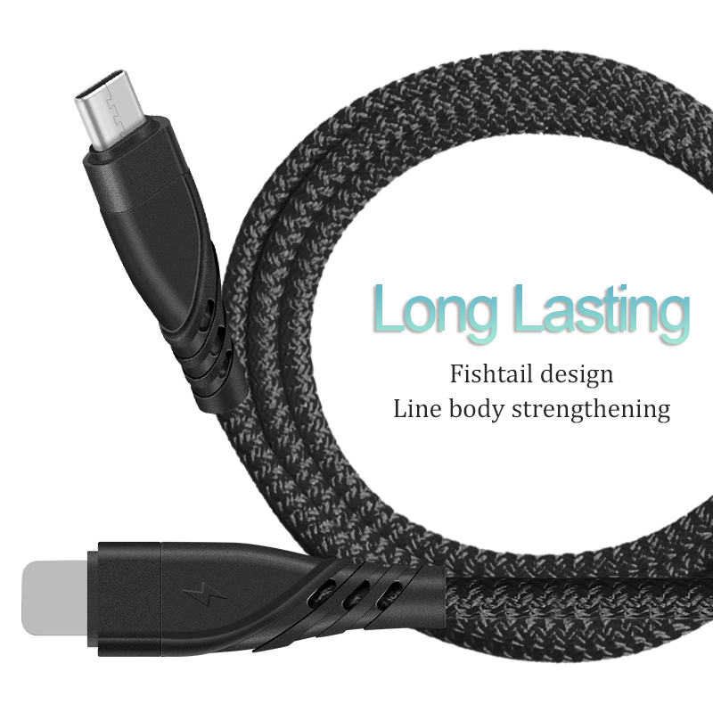 CYCLONE Serie Nylon braid TYPE C male to Lightning 8 PIN PD Fast Charging usb cable - IPHONE CABLE - flitop.net