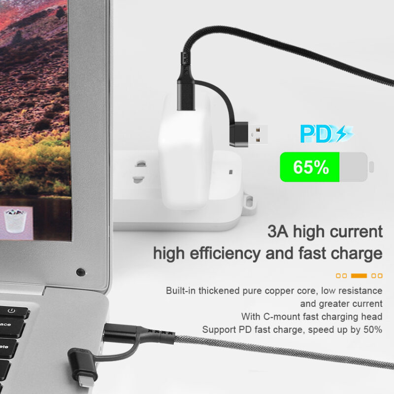 4-IN-1 fishnet braided PD Quick Charging Cable - IPHONE CABLE - flitop.net