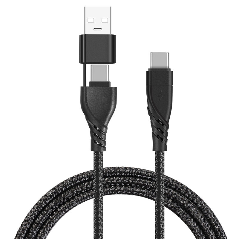 CYCLONE Serie  2 in 1 Armature braid TYPE CM+USB AM Adapter to TYPE CM PD Quick Charging Cable - IPHONE CABLE - flitop.net