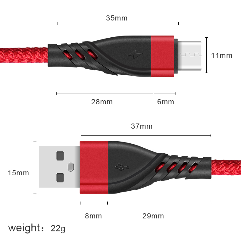 CYCLONE Serie Nylon braid USB A male to Micro B male cable - MICRO CABLE - flitop.net