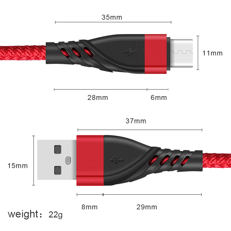 كابل بيانات وشحن من سلسلة CYCLONE، من نوع USB A ذكر إلى Type C ذكر، مصنوع من نسيج نايلون مضفر</t...