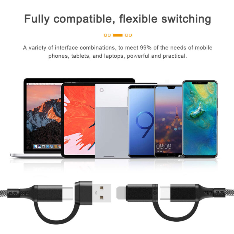 4-IN-1 fishnet braided PD Quick Charging Cable - IPHONE CABLE - flitop.net