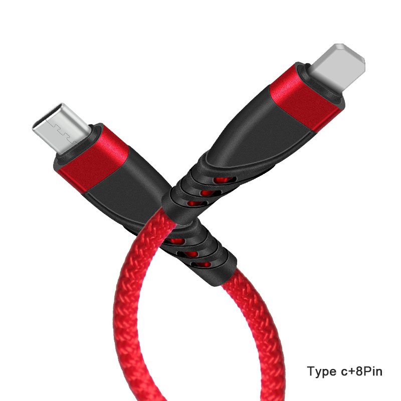 CYCLONE Serie Nylon braid TYPE C male to Lightning 8 PIN PD Fast Charging usb cable - IPHONE CABLE - flitop.net