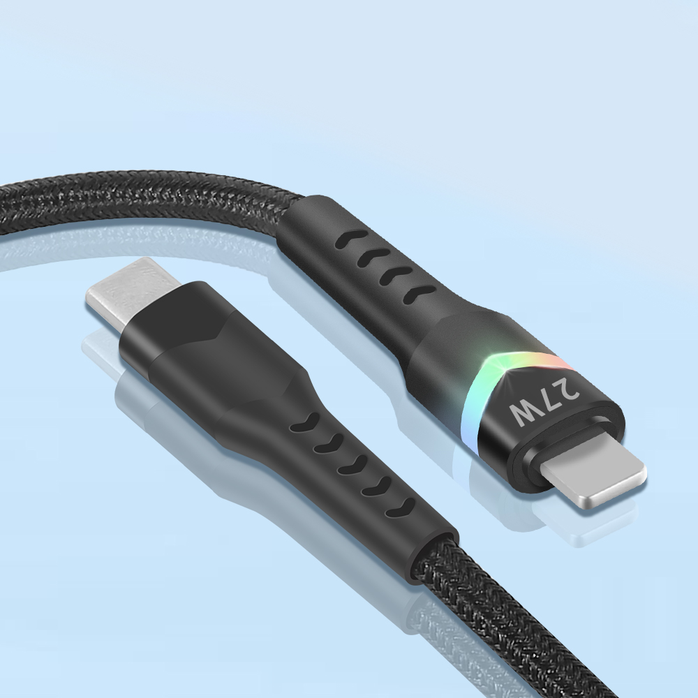 Rainbow Series TYPE CM to Lightning 8 PIN LED Light Nylon Braid PD Quick Charging Cable - IPHONE CABLE - flitop.net