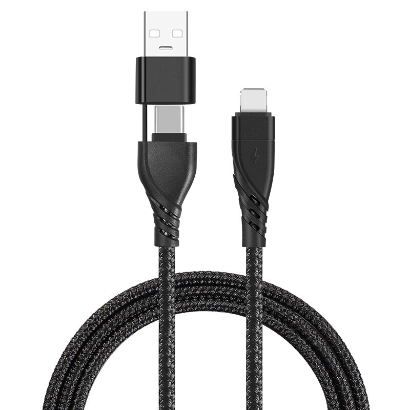 CYCLONE Serie 2-in-1-armatuur met gevlochten kabel, TYPE CM+USB-naar-Lightning 8-pins-adapter ...