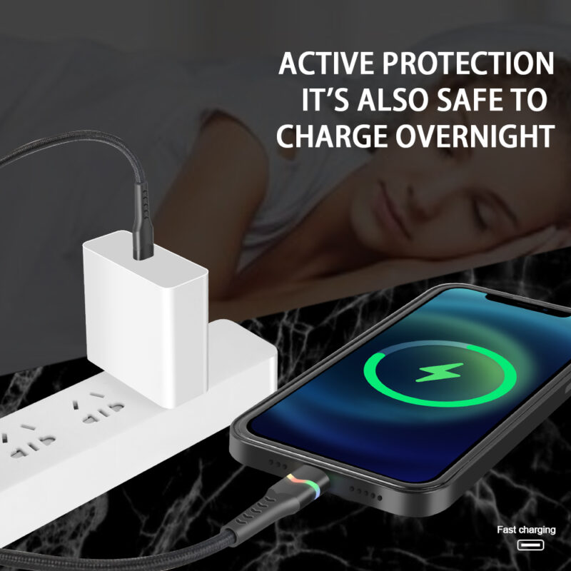 Rainbow Series TYPE CM to Lightning 8 PIN LED Light Nylon Braid PD Quick Charging Cable - IPHONE CABLE - flitop.net