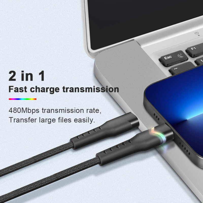 Rainbow Series TYPE CM/CM LED Light Nylon Braid PD Quick Charging Cable - IPHONE CABLE - flitop.net