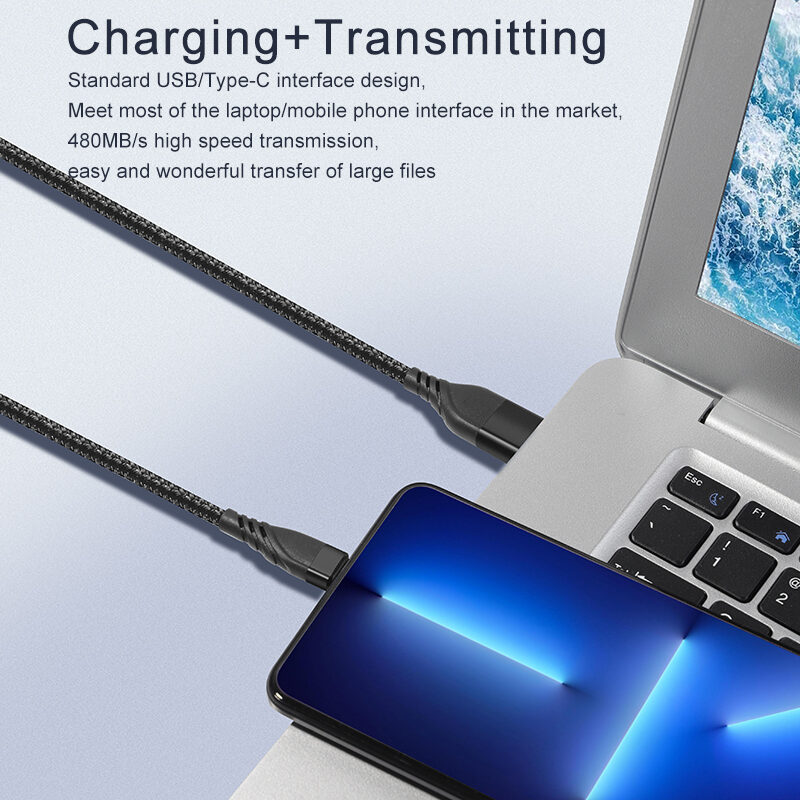 CYCLONE Serie 2-in-1-armatuur met gevlochten kabel, TYPE CM+USB-naar-Lightning 8-pins-adapter ...